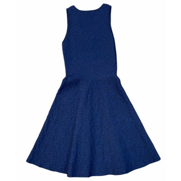 John & Jenn Dress sz XS Knit Vneck Blue black Fit And Flare Stretch Sleeveless - Picture 2 of 5